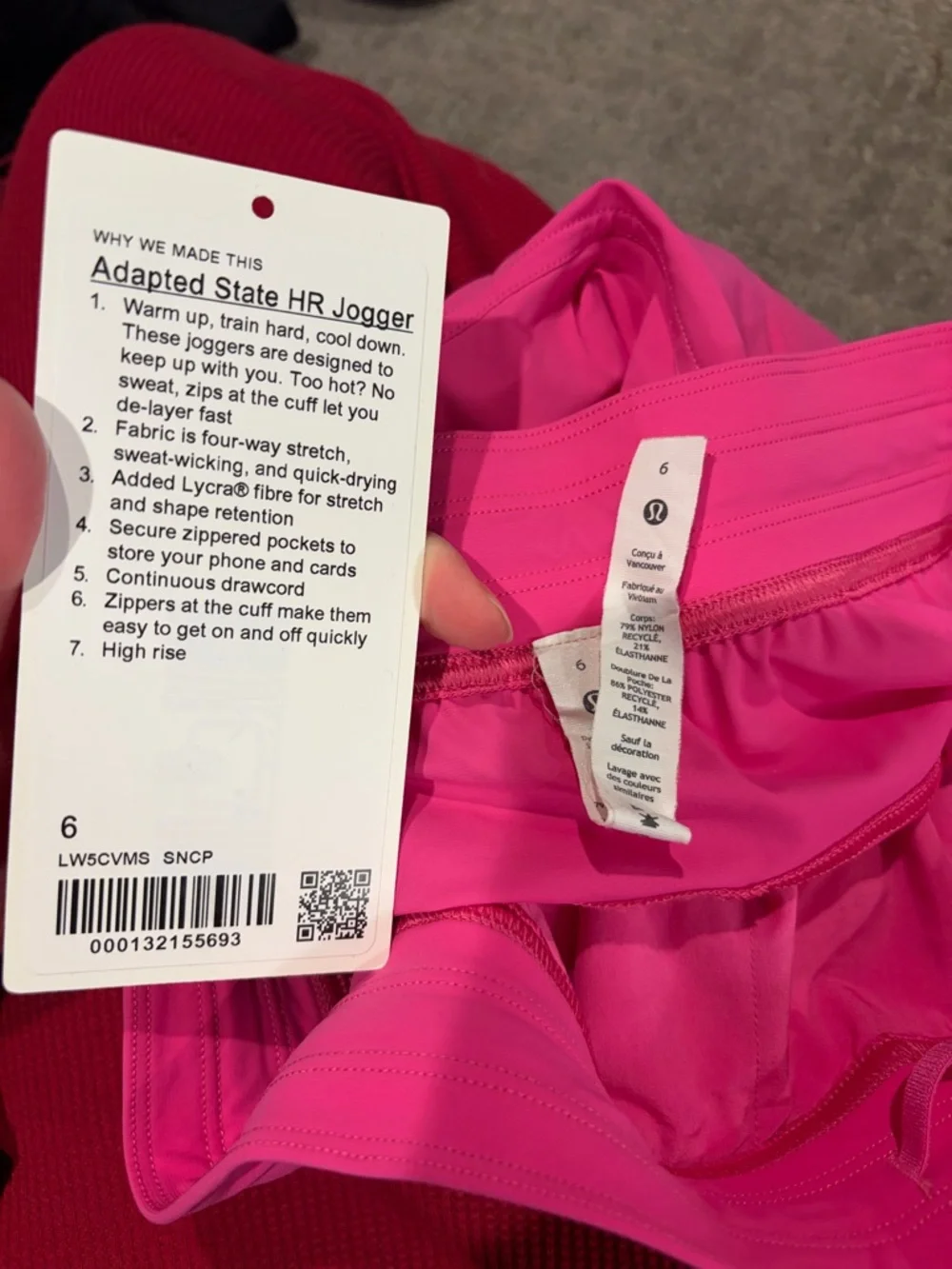 Like new! Rare Lululemon Adapted State HR Joggers in Sonic Pink Size 6